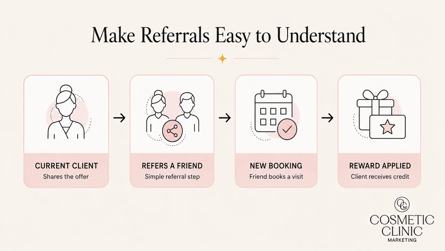 Simple client referral reward structure for aesthetic clinics and med spas